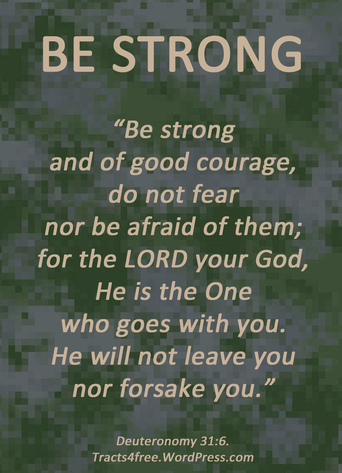 Be Strong Bible verse poster. Deuteronomy 31:6.