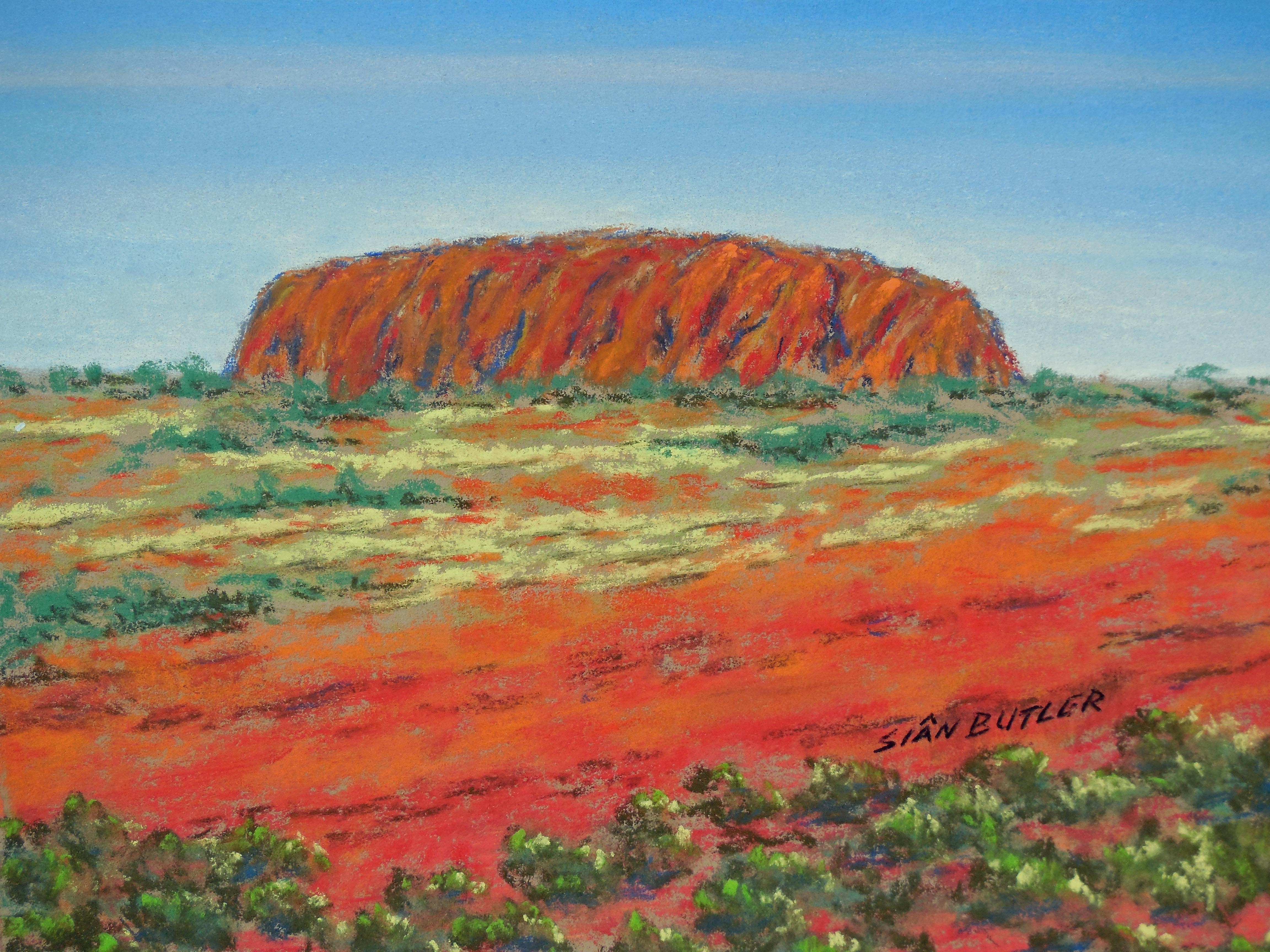 Uluru. Pastel painting by Sian Butler.